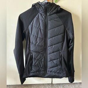 H&M Black Quilted Hybrid Utility Jacket with Hood